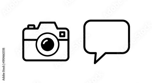 Camera and Speech Bubble Icons for Photo Sharing and Visual Communication