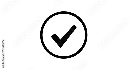 Simple black checkmark inside a circle on an isolated white background.