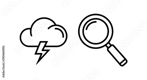 Weather Forecast and Search Line Icon for Dynamic Information Apps