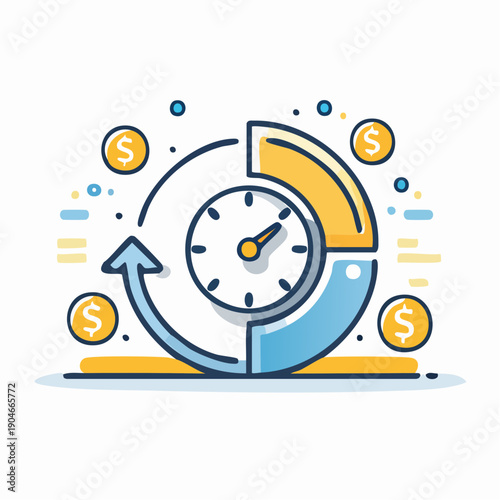 Time Management and Financial Growth Illustration.