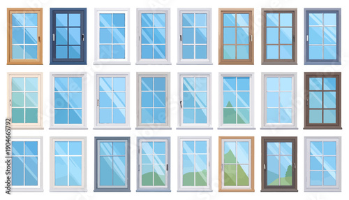 Assorted Windows Frames and Panes Display.