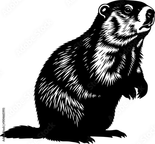 Groundhog silhouette vector illustration