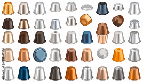 Assorted Coffee Capsules in Various Colors.