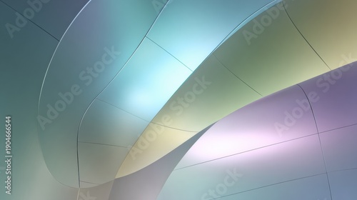 Curved Panels of Anodized Titanium Create a Design of Muted Violet-Grey Tones With Soft Light Transitions in a Unique Space