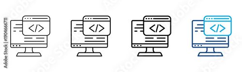 Progamming Icon Different Style Outline Collection Set Vector Illustration