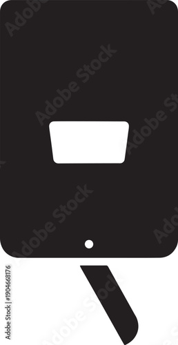 Minimalist black wall mounted soap dispenser silhouette for public restroom hygiene design