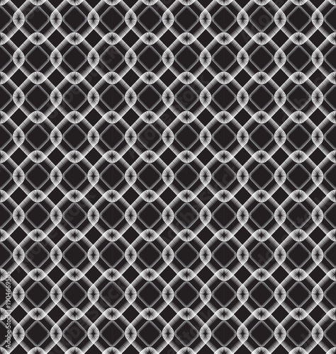 PrintOrnate vector monochrome abstract background with black lines. Symmetric decorative graphical pattern, geometric illustration. 3d design