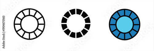 Round Blue Crystal Gemstone Icon Set with Faceted Circular Shapes for Luxury Jewelry and Premium Game Assets vector illustration 