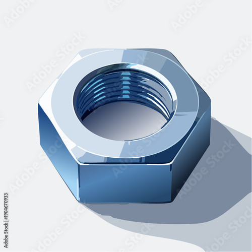 六角ナットの3Dイラスト 建設や機械組立に使われる金属締結部品
