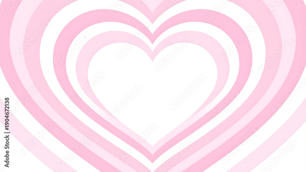 Fototapeta premium Retro-style concentric pink and white hearts tunnel. Ideal for Y2K aesthetic designs, trendy social media backgrounds, or playful greeting cards for friends and partners. Keywords: heart, pink, white,