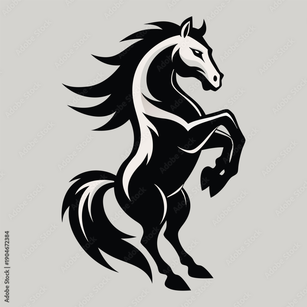 Obraz premium A dynamic, stylized graphic of a rearing horse