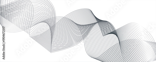 Dynamic grey line wave isolated on transparent background. flowing gray wave lines on a white background. The waves should have a soft gradient and elegant curves.