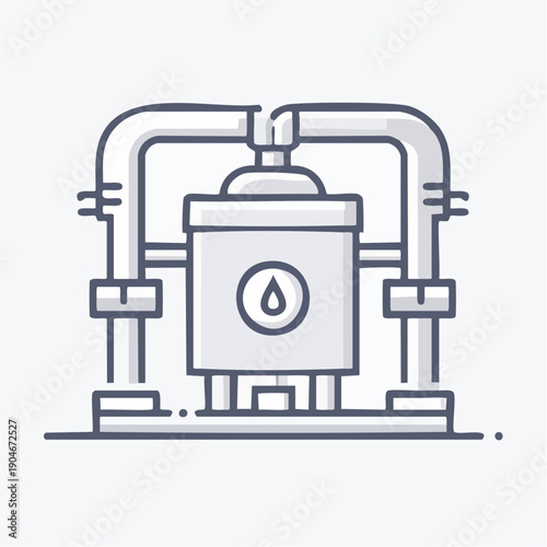 工業用ポンプ装置のシンプルアイコン 配管設備イメージ
