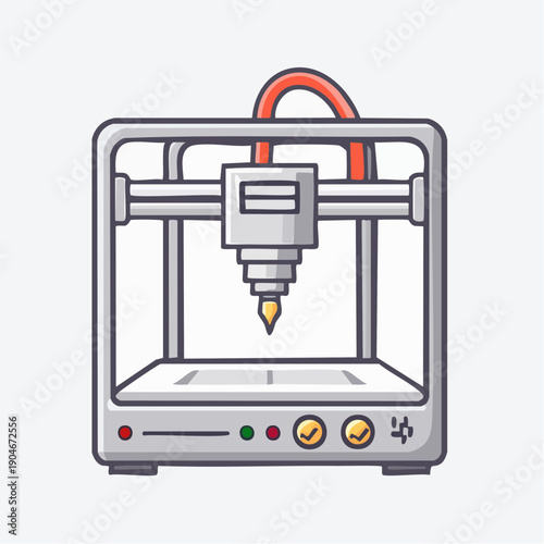 3Dプリンター装置のシンプルアイコン 先端製造イメージ