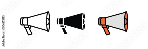 Megaphone Icon Set for Marketing Announcements, Public Broadcasting, and Promotion Alerts vector illustration 