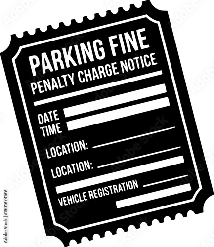 Parking ticket icon representing a penalty charge notice for illegal parking in a car park or parking garage
