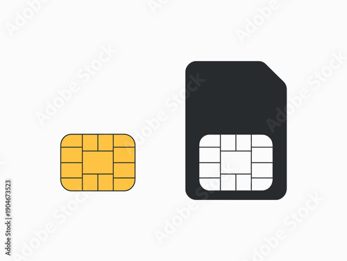 Mobile SIM Card Icon Set - Professional Vector Illustration of Standard, Micro, and Nano SIM Cards for Telecommunication Branding and UI Design