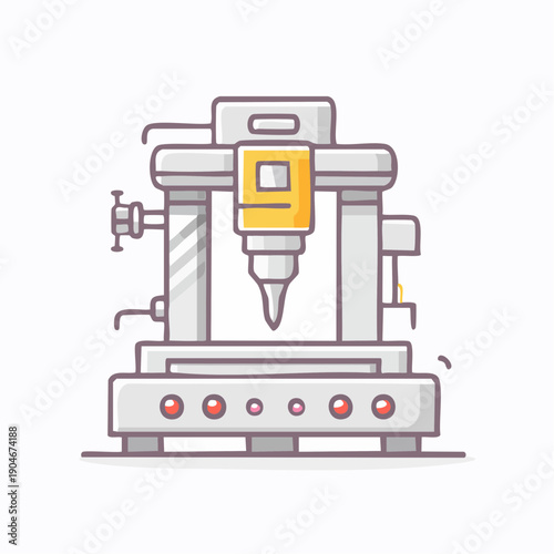 CNC加工機のシンプルアイコン 自動化製造設備イメージ
