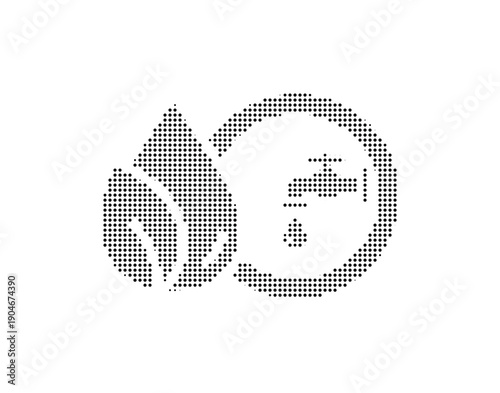 Dotted line art of flame inside circle symbolizing water and energy