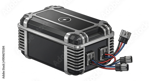 Modern electronic device with cables and connectors.