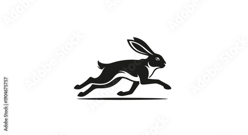 Silhouette of a Leaping Rabbit Representing Speed and Freedom on isolated white background