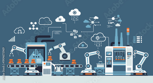 Smart Factory Automation Production Line with Robotic Arms and Cloud Computing Technology for Industry 4.0.