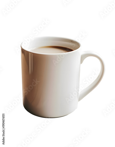Wallpaper Mural White porcelain mug containing creamy coffee with milk viewed from slightly elevated angle isolated on transparent background for breakfast advertising cafe branding and morning drink visuals Torontodigital.ca