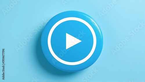 a glossy blue rectangular button featuring the white YouTube play icon centered on its surface