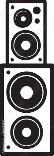 Stencil of stacked speakers for retro music silhouette vector