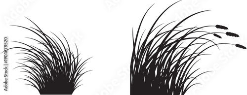 Simple grass silhouette set with unique natural shapes, optimized for high contrast, scalable vector use, and modern design projects. Generative AI