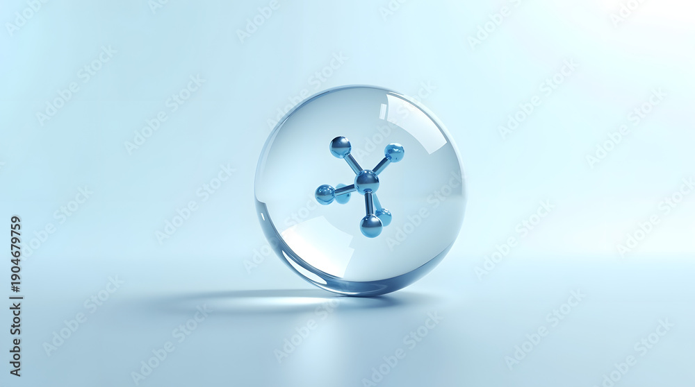 custom made wallpaper toronto digitalA transparent glass sphere encloses a molecular structure, symbolizing scientific innovation.