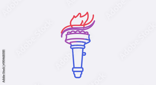 Colorful line art torch icon with a vibrant gradient flame symbolizing various concepts