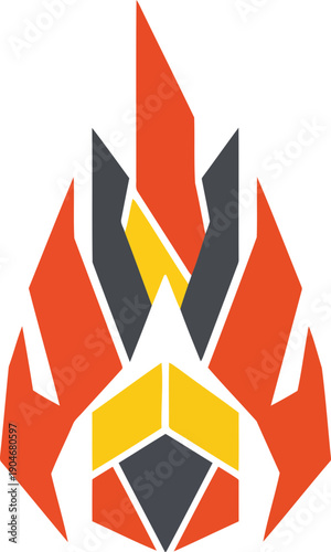 Abstract geometric fire flame logo symbol.
