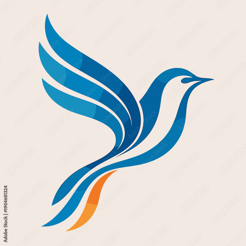 Fototapeta premium Stylized bird in flight with a gradient design, symbolizing freedom and elegance