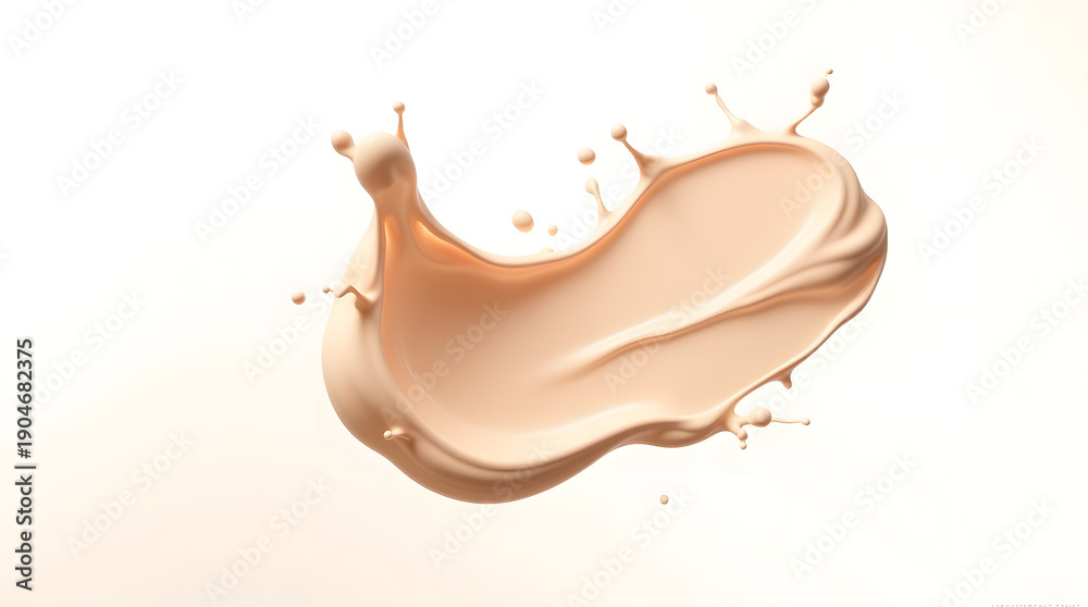 Fototapeta premium A splash of creamy, beige liquid forming an elegant shape against a soft, neutral background.