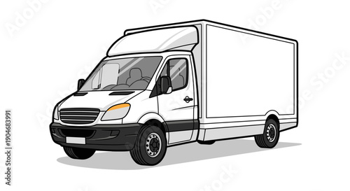 White Delivery Van with Open Side Door.