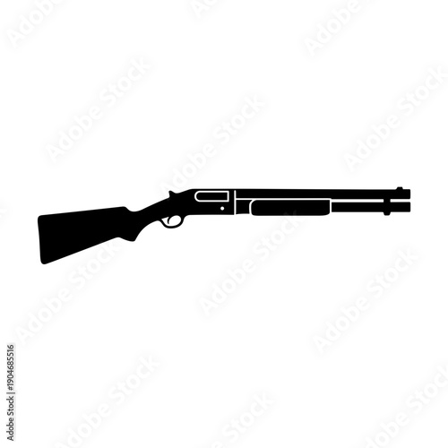 Pump shotgun silhouette vector flat illustration design on transparent background. Shotgun vector icon for apps and games
