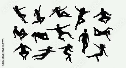 Dynamic Silhouettes of People in Various Poses, Capturing Movement and Freedom