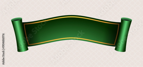 Islamic Curved Ribbon Banner Green Gold