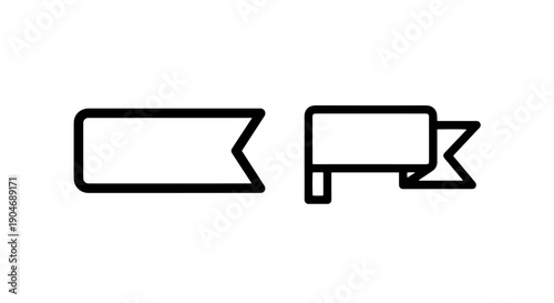 Empty Ribbon Banner and Flag Banner Icons, Text Placeholders for Titles and Labels
