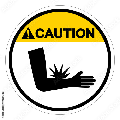 Caution Arm Crush and Pinch Hazard Symbol Sign,Vector Illustration, Isolated On White Background Label.EPS10