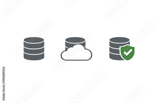 Data storage options for cloud systems with security features shown in simple graphics