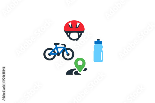 Cycling gear and tools for outdoor rides during the day while exploring local trails and paths