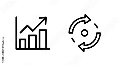 Analytics and Refresh Cycle Icons: Data Performance and Continuous Improvement