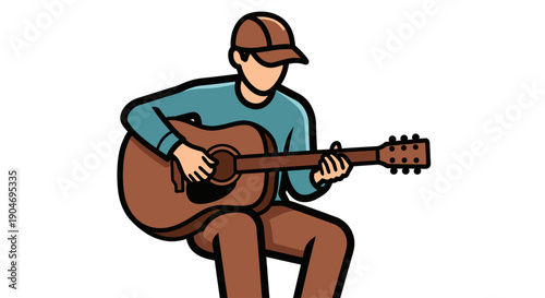 Man in casual clothes playing an acoustic guitar