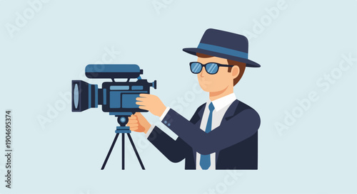 flat illustration of a cameraman