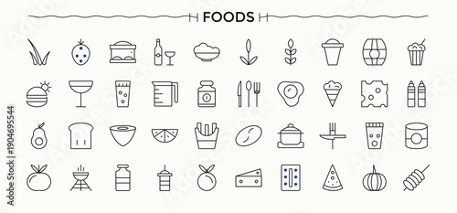 Healthy Food icon collection. Outline symbol collection. Editable vector illustration. Vegetable related icon set. Containing healthy, salad, diet, nutrition, vitamin and more.