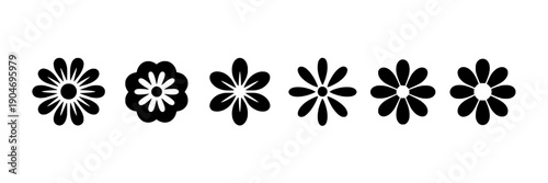 Flowers black icon set with various styles and designs for decoration featuring icons, design, elements with graphics and symbols elements for shapes, floral projects, clean composition on simple