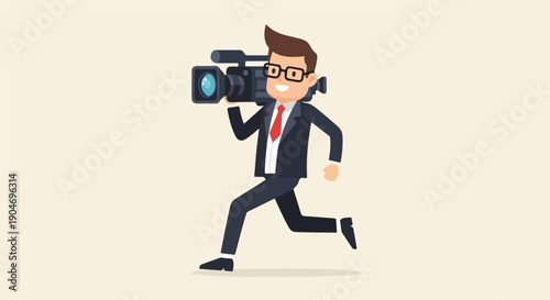 flat illustration of a cameraman