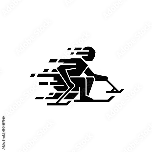 Vector silhouette of a sprinter in motion racing forward with dynamic speed lines.